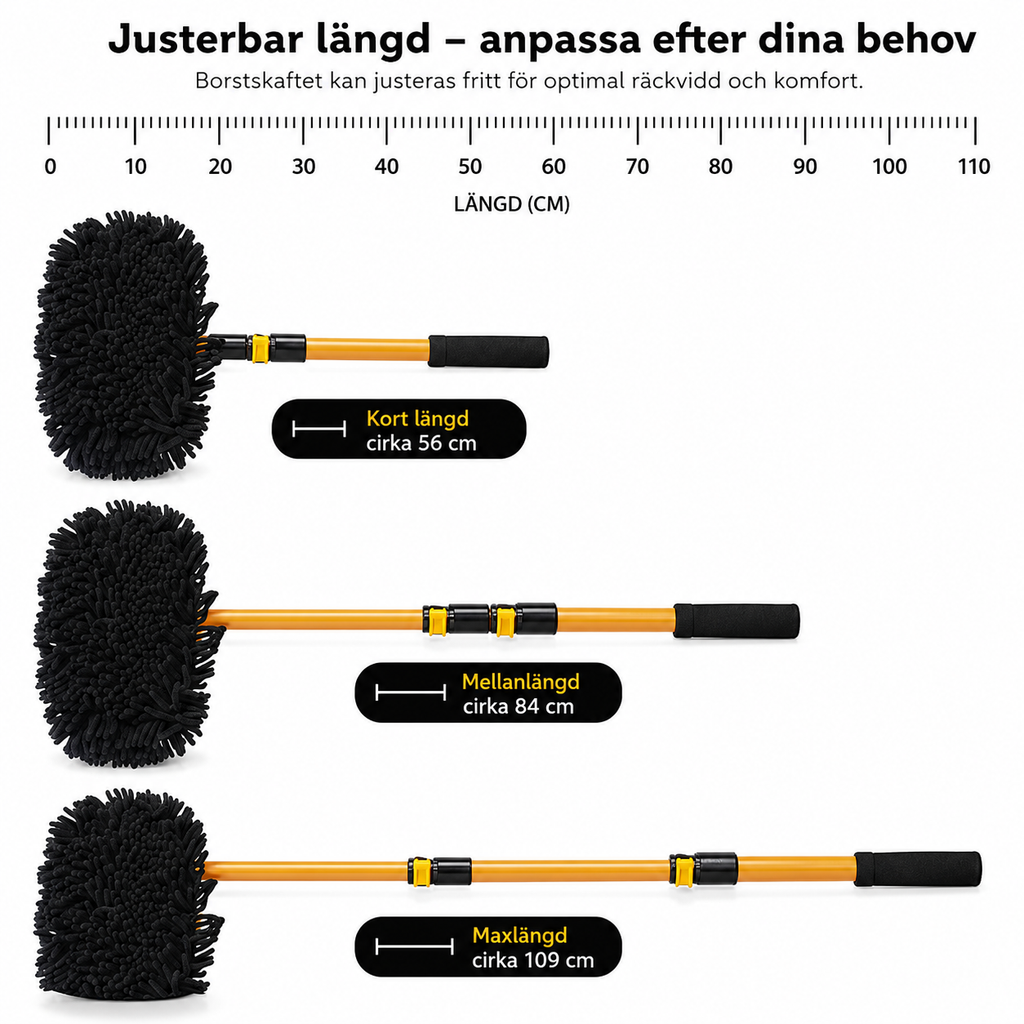 Justerbar biltvättsborste